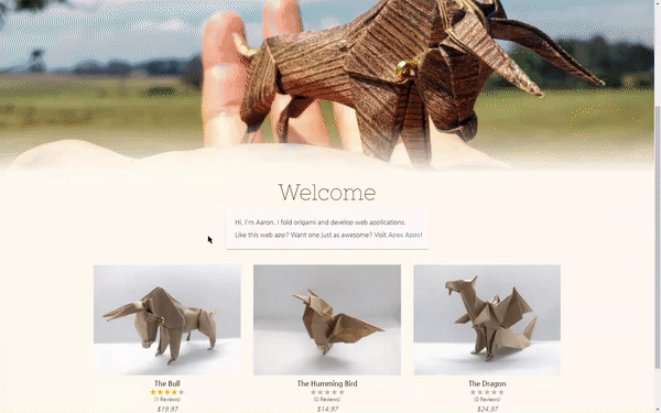 Animated gif of origami.cool web app
