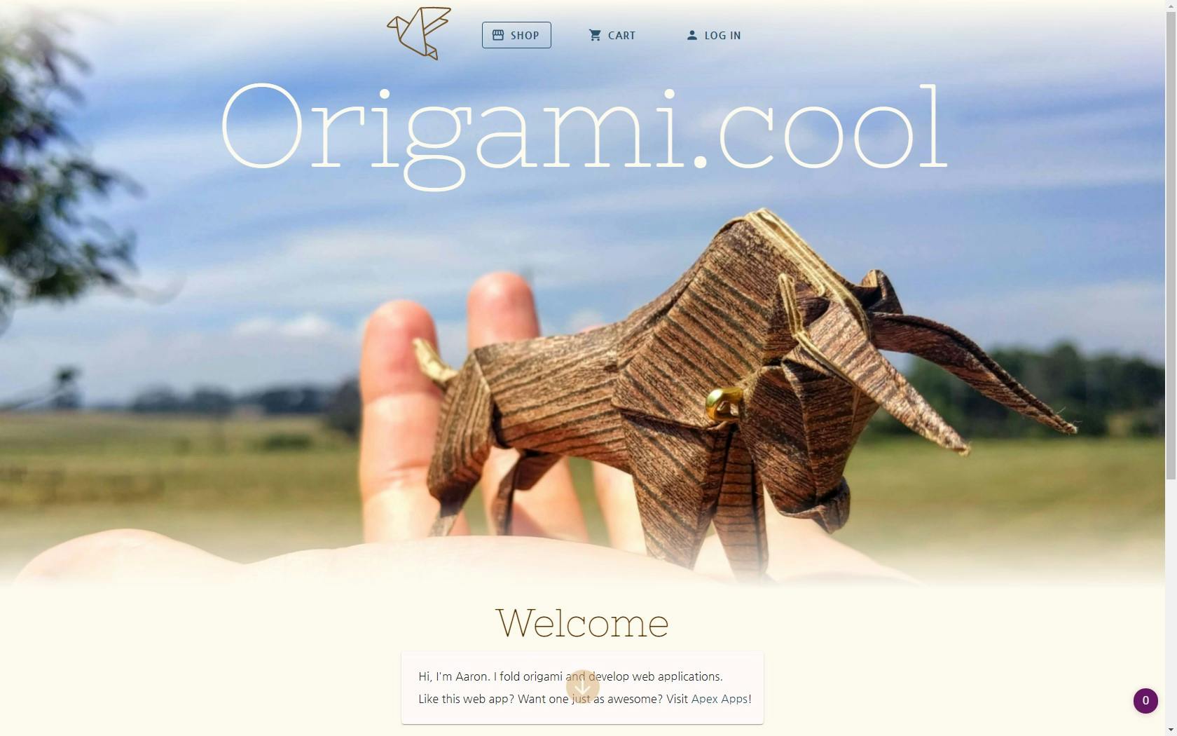 Screenshot of origami.cool web app