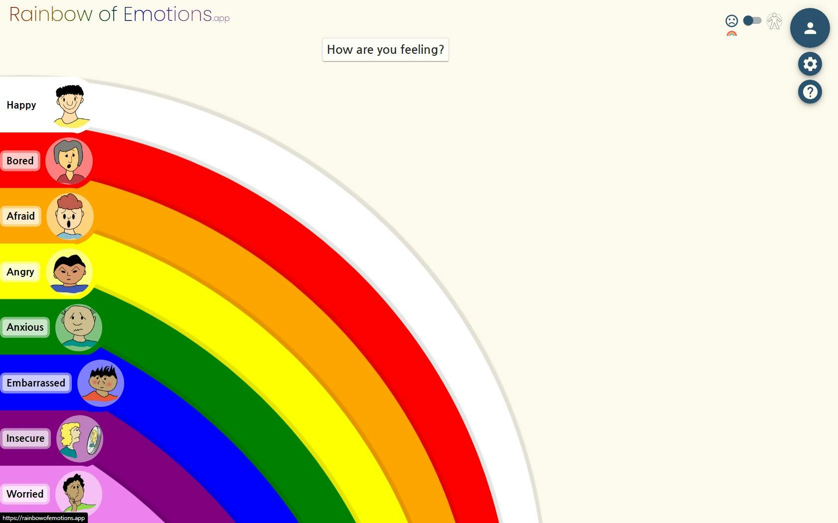 Screenshot of rainbowofemotions.app web app
